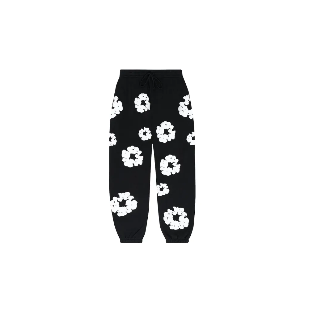 Sweatpants Denim rasga la corona de algodón Negro