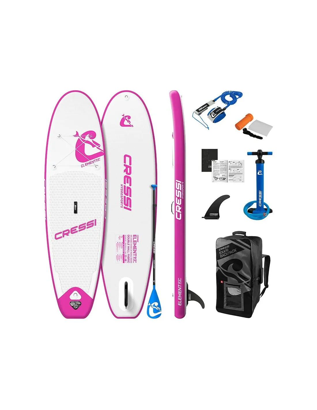 TABLA PADDLE SURF CRESSI SUB ELEMENT ALL ROUND 9'2'' POLIVALENTE ISUP SET BLANCOROSA