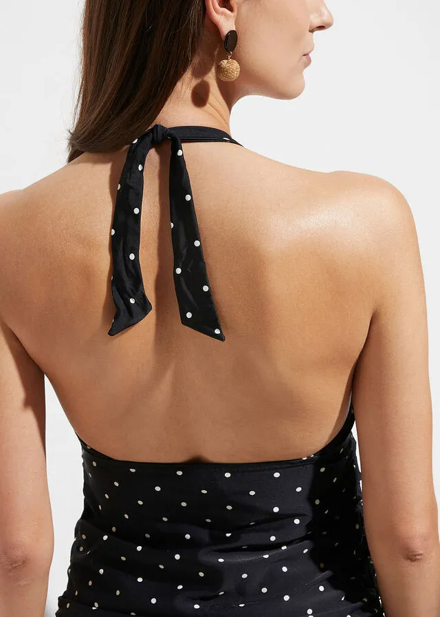 TANKINI PREMAMá (2 PIEZAS) DE POLIAMIDA RECICLADA NEGROBLANCO LANA CON LUNARES
