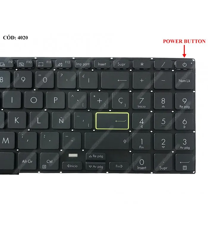 TECLADO ASUS VIVOBOOK X521 X521F X521FA X521FL X521EA X521EQ X521U X521UA X521IA X521JQ SERIES BK PWRKEY BL SP ORIG.