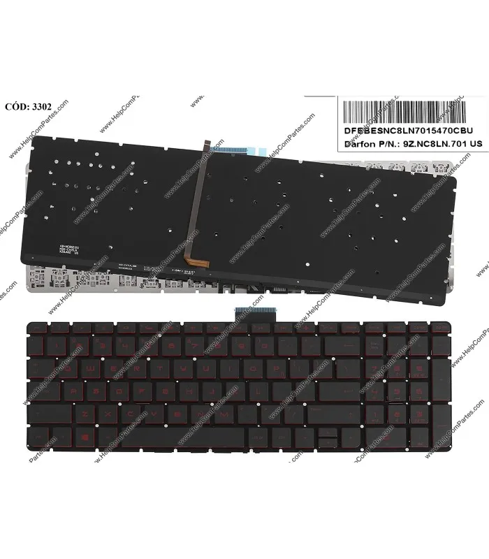 TECLADO HP 15AB 15AW 15AN 15AX 15BC 15AE 15TAE 15AX100 15AX200 SERIES 859735001 BACKLIT BK US ORIG.