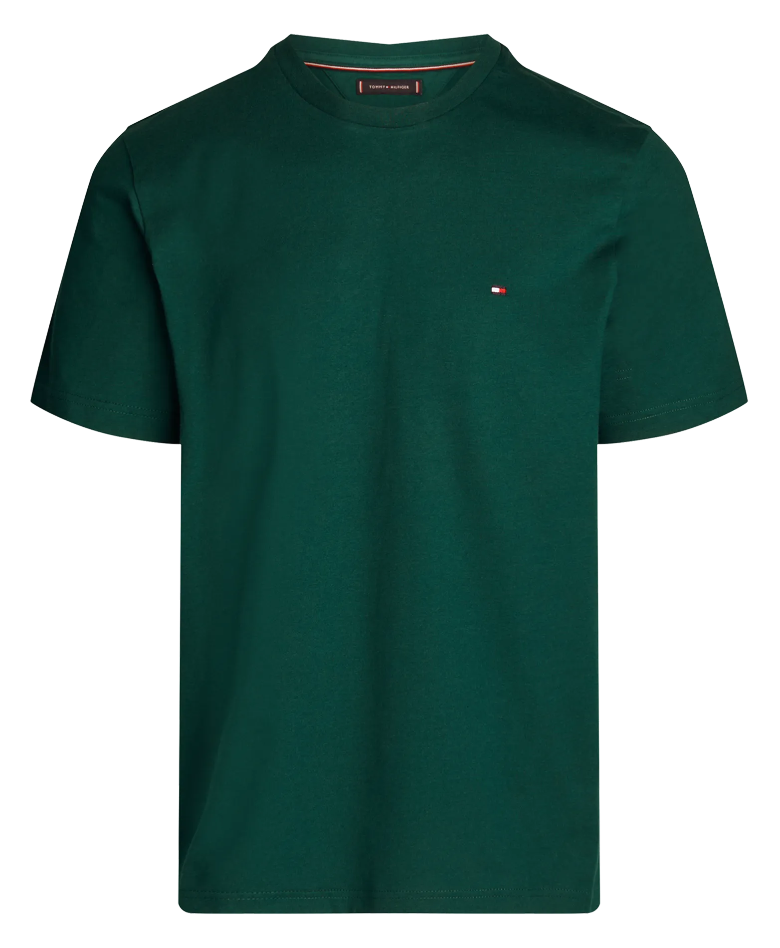 TOMMY HILFIGER Camiseta recta de algodón con cuello redondo en verde