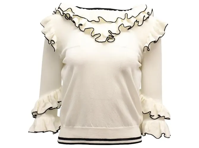 Top de punto con volantes en capas de Maje Moreno en poliéster color crema Blanco Crudo 