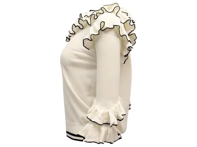 Top de punto con volantes en capas de Maje Moreno en poliéster color crema Blanco Crudo 