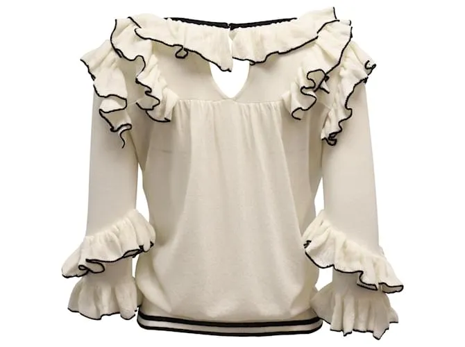 Top de punto con volantes en capas de Maje Moreno en poliéster color crema Blanco Crudo 