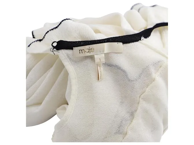 Top de punto con volantes en capas de Maje Moreno en poliéster color crema Blanco Crudo 