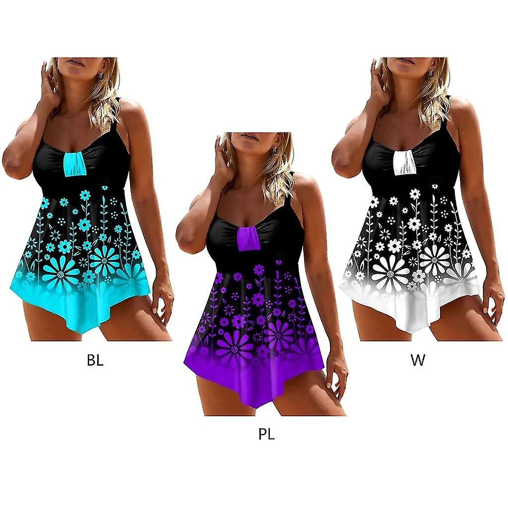 Traje de baño con estampado floral para mujer dos piezas Tankini traje de baño ruch traje de baño