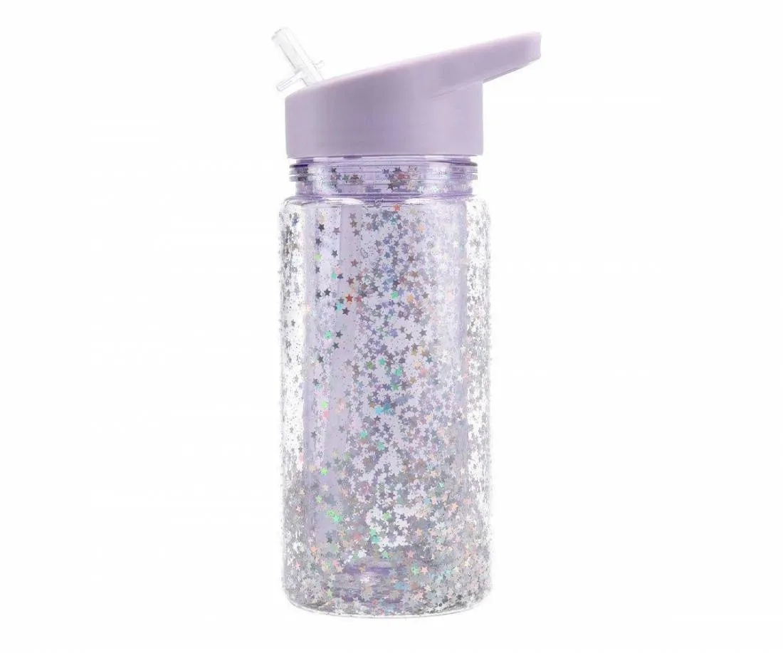 TUTETE  BOTELLA PAJITA GLITTER STARS LILA