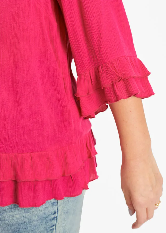 Túnica de viscosa sostenible con bordado Pink lady