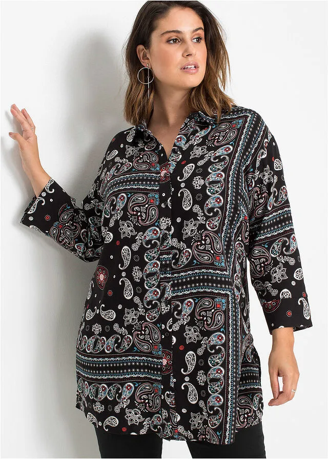 Túnica MUST HAVE Negro con patrón Paisley