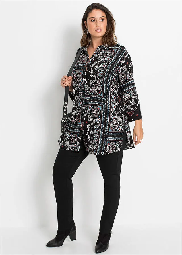 Túnica MUST HAVE Negro con patrón Paisley