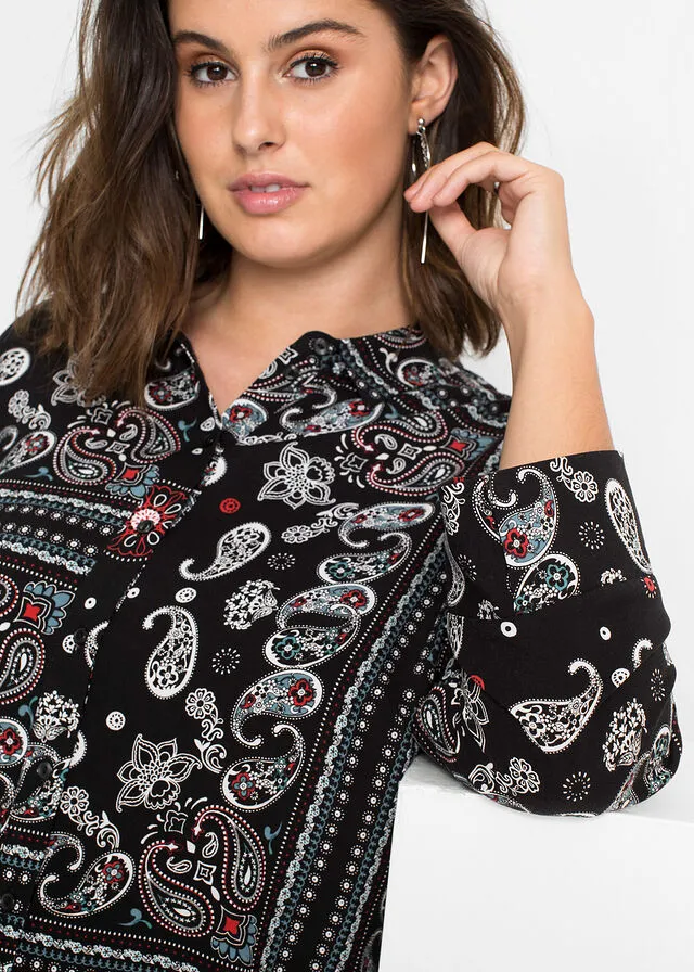 Túnica MUST HAVE Negro con patrón Paisley