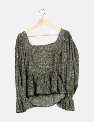 Vero Moda Blusa verde estampado floral