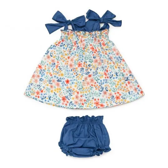 Vestido bebé Juliana azul estampado flores