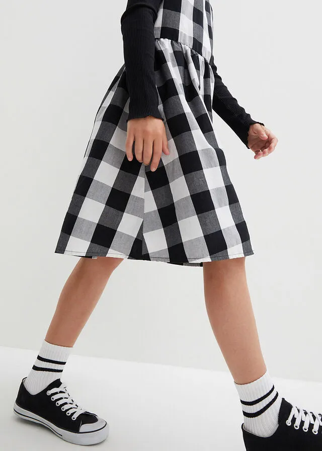 VESTIDO DE CUADROS PARA NIñAS NEGROBLANCO DE CUADROS