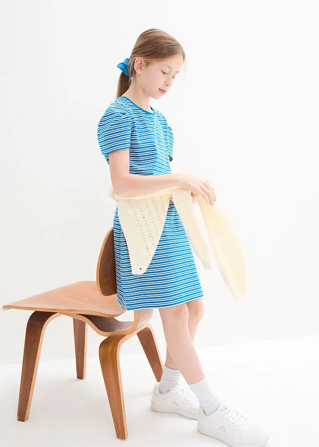 VESTIDO DE PUNTO AZURBLANCO CREMA CON RAYAS