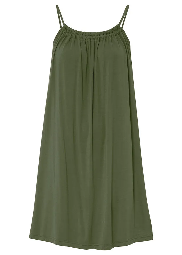 Vestido de punto de viscosa sostenible caqui oscuro
