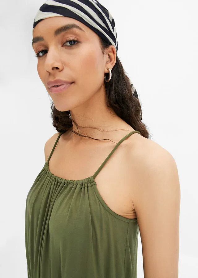 Vestido de punto de viscosa sostenible caqui oscuro