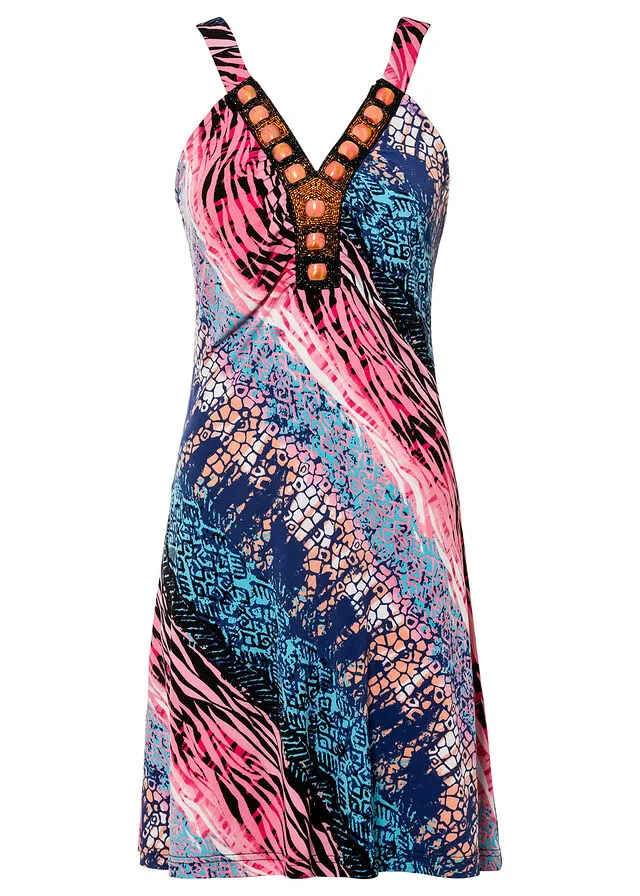 VESTIDO DE VERANO AZULROSA ESTAMPADO