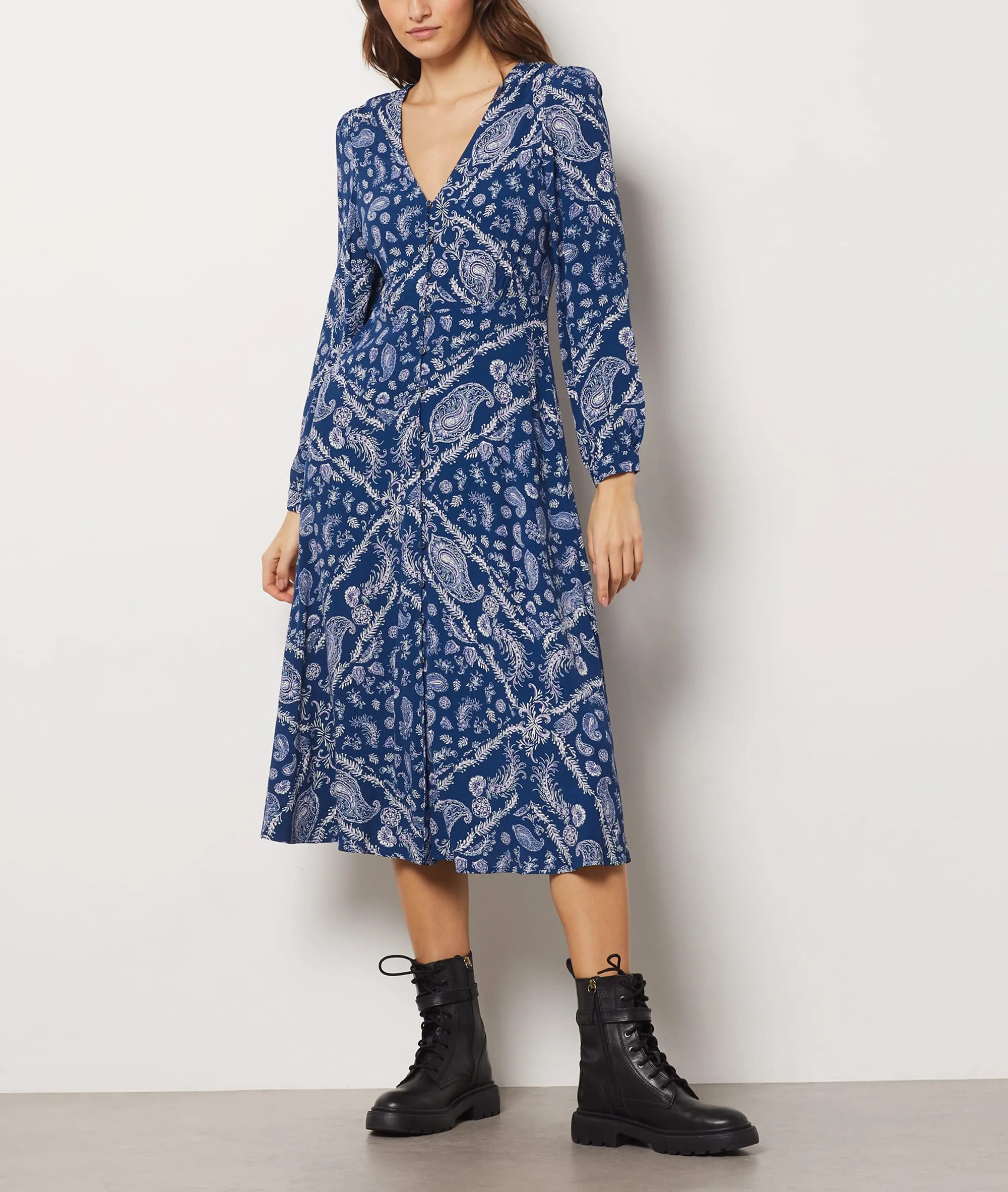 VESTIDO LARGO ESTAMPADO FLORAL SOPHIE BLEU  ETAM
