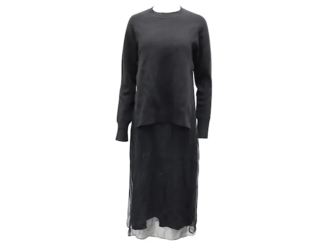 VESTIDO MAXI TRANSPARENTE Joseph Sweater en lana negra Negro 