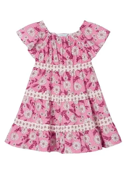 Vestido Mayoral Estampado Combinado Rosa para Niña