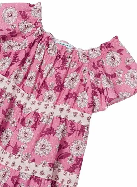 Vestido Mayoral Estampado Combinado Rosa para Niña
