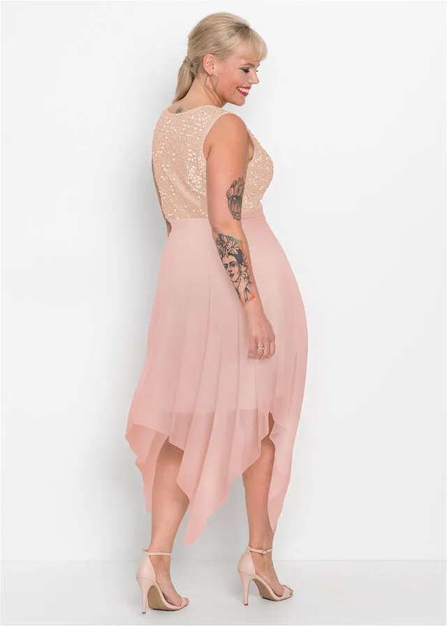 Vestido midi de noche con lentejuelas Rosa claro