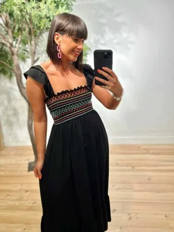 Vestido Nido de Abeja JANDIKE Negro