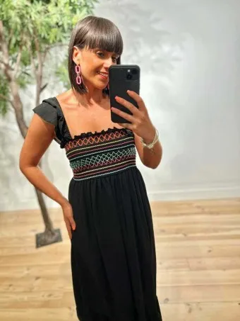 Vestido Nido de Abeja JANDIKE Negro