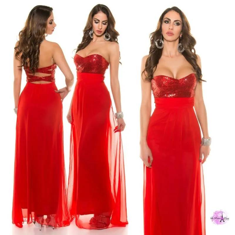 Vestido noche chiffon rojo