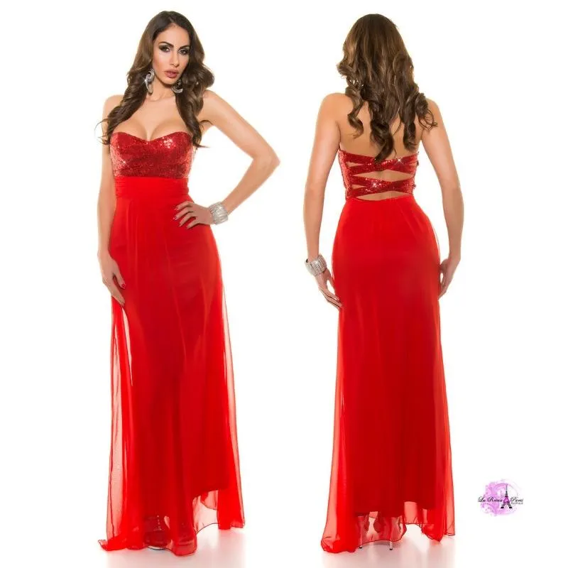 Vestido noche chiffon rojo
