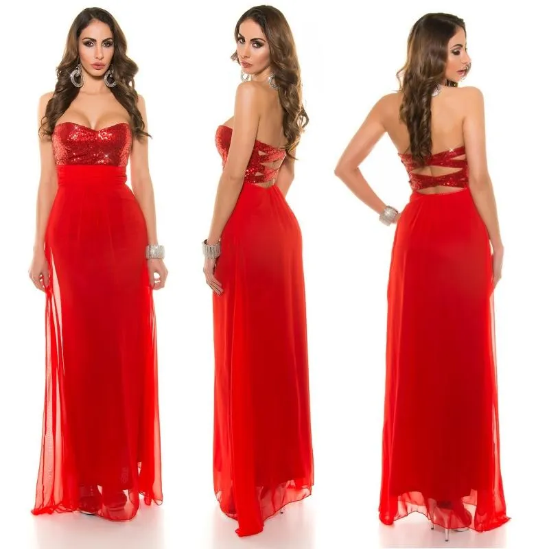 Vestido noche chiffon rojo