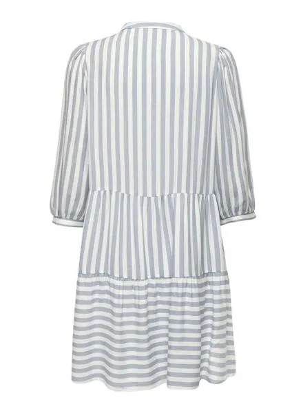 Vestido Only Kaya 3/4 Puff estampado de rayas blanco para mujer