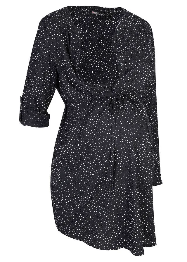 VESTIDO PREMAMá/DE LACTANCIA AZUL MARINOBLANCO DE LUNARES