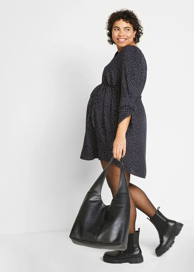 VESTIDO PREMAMá/DE LACTANCIA AZUL MARINOBLANCO DE LUNARES
