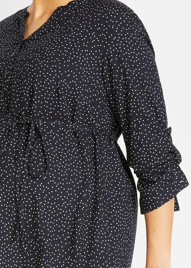VESTIDO PREMAMá/DE LACTANCIA AZUL MARINOBLANCO DE LUNARES
