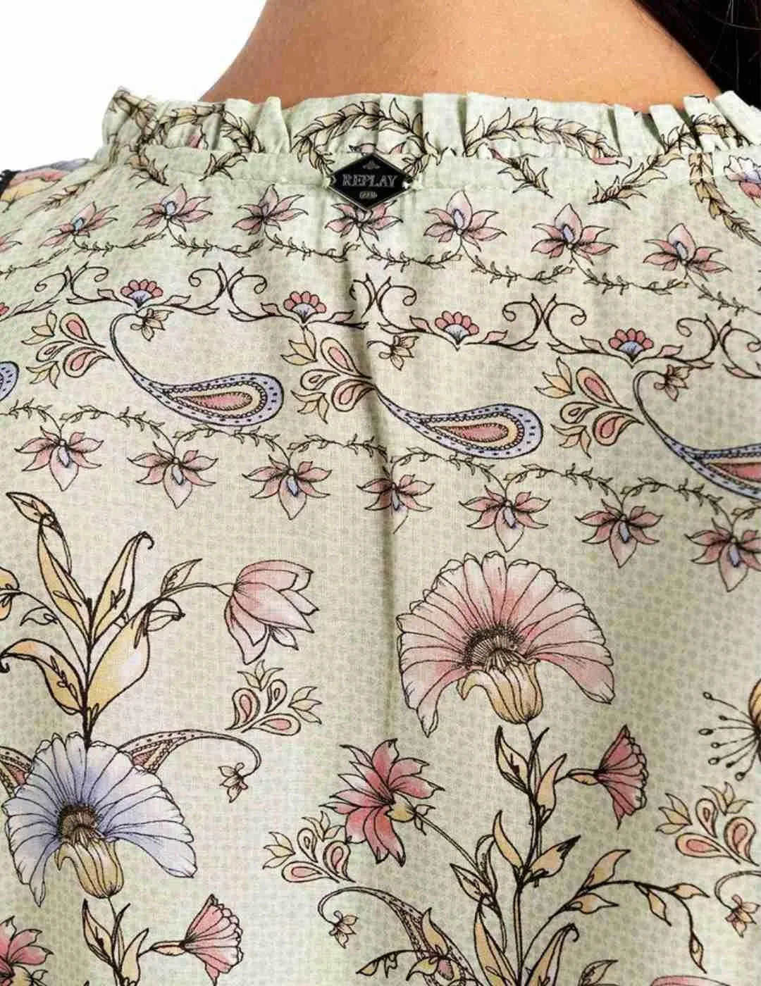 Vestido Replay largo estampado floral manga larga de mujer