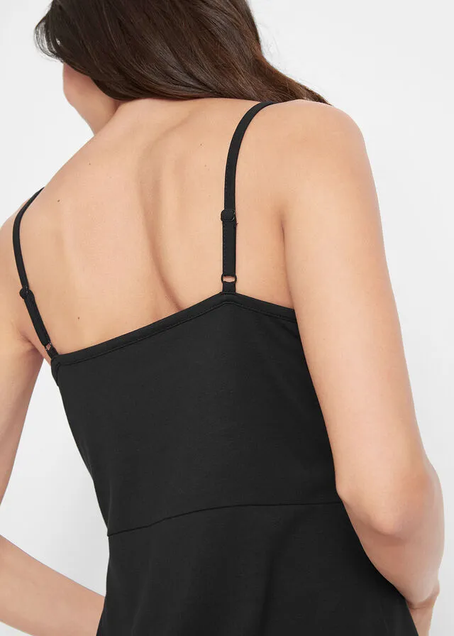 Vestido veraniego de punto con tirantes ajustables Negro