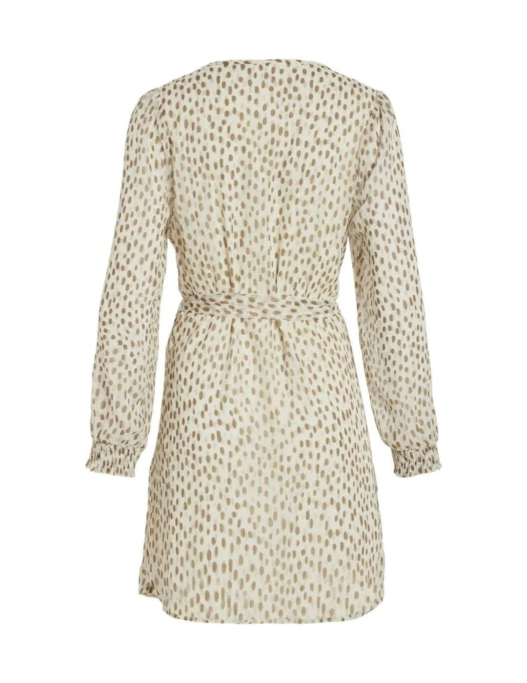 Vestido Vila Falia beige de lunares cuello pico para mujer