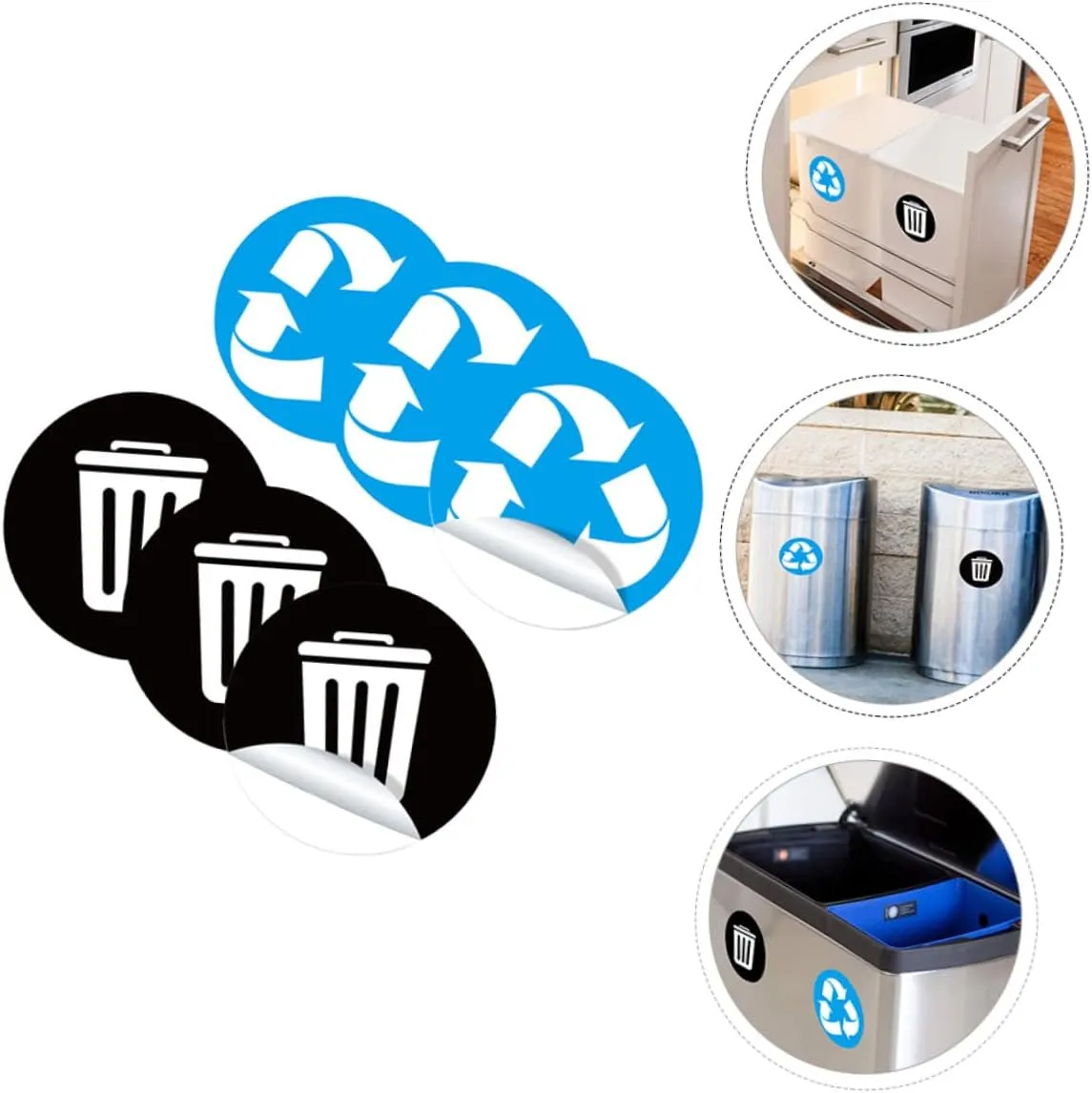 WATIIFUFU Juego De 6 Calcomanías para Clasificación De Basura Pegatinas para Contenedores De Basura Compatibles con Contenedores