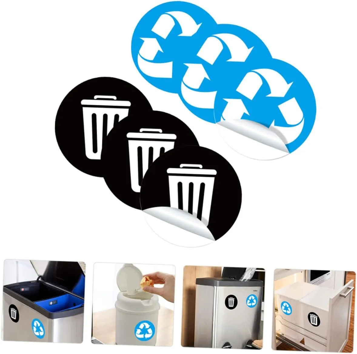 WATIIFUFU Juego De 6 Calcomanías para Clasificación De Basura Pegatinas para Contenedores De Basura Compatibles con Contenedores