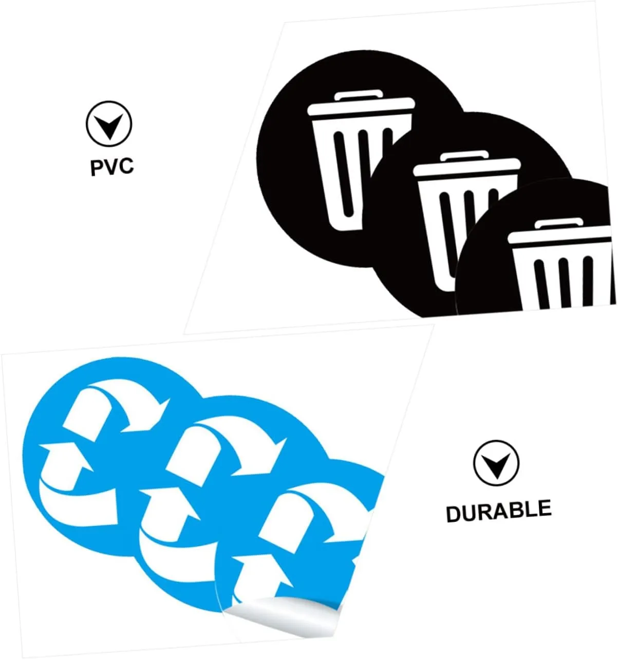 WATIIFUFU Juego De 6 Calcomanías para Clasificación De Basura Pegatinas para Contenedores De Basura Compatibles con Contenedores