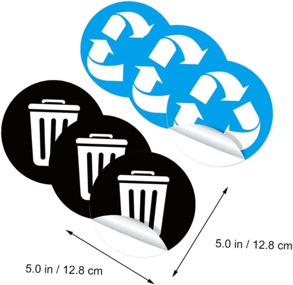 WATIIFUFU Juego De 6 Calcomanías para Clasificación De Basura Pegatinas para Contenedores De Basura Compatibles con Contenedores