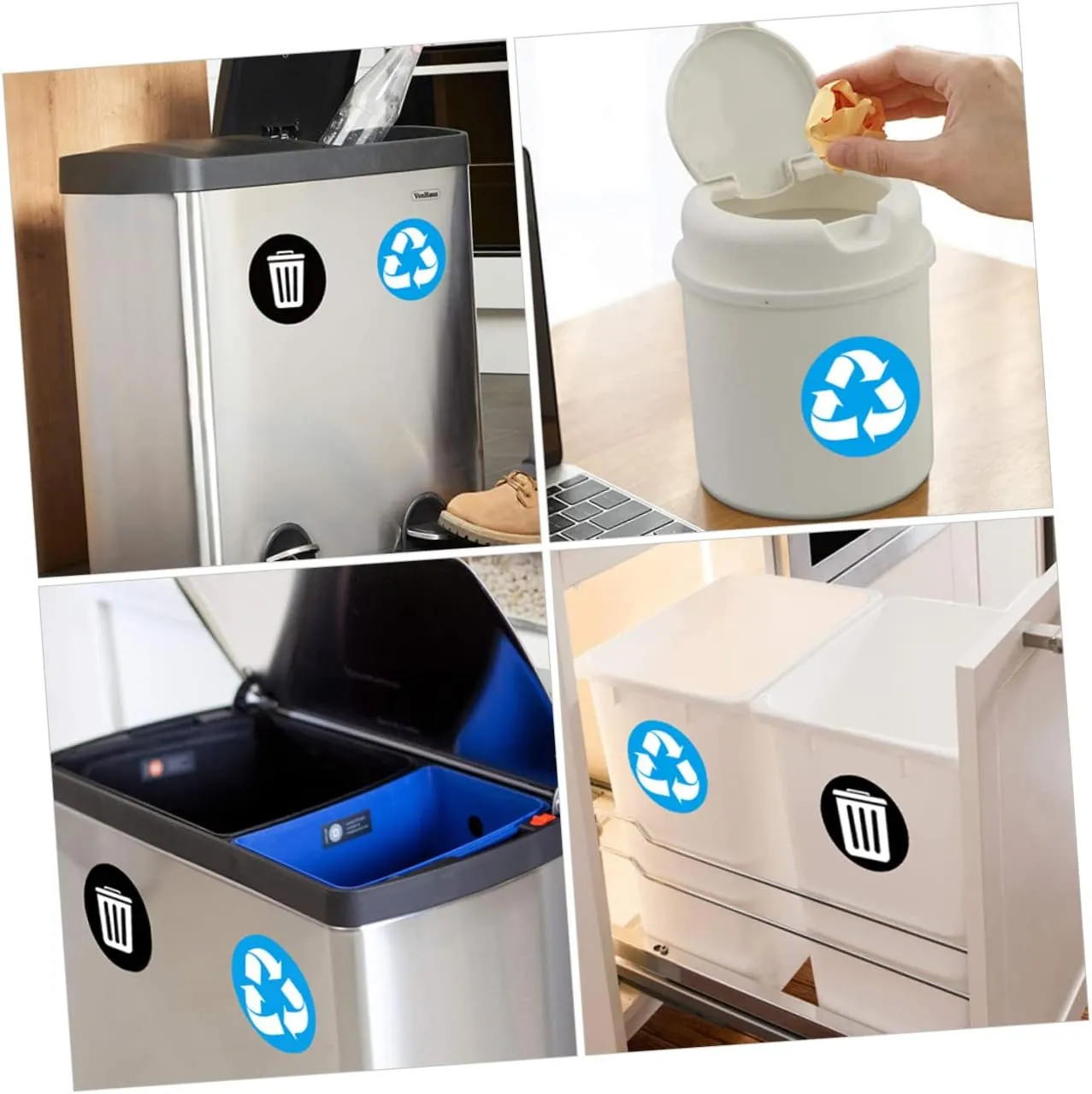 WATIIFUFU Juego De 6 Calcomanías para Clasificación De Basura Pegatinas para Contenedores De Basura Compatibles con Contenedores