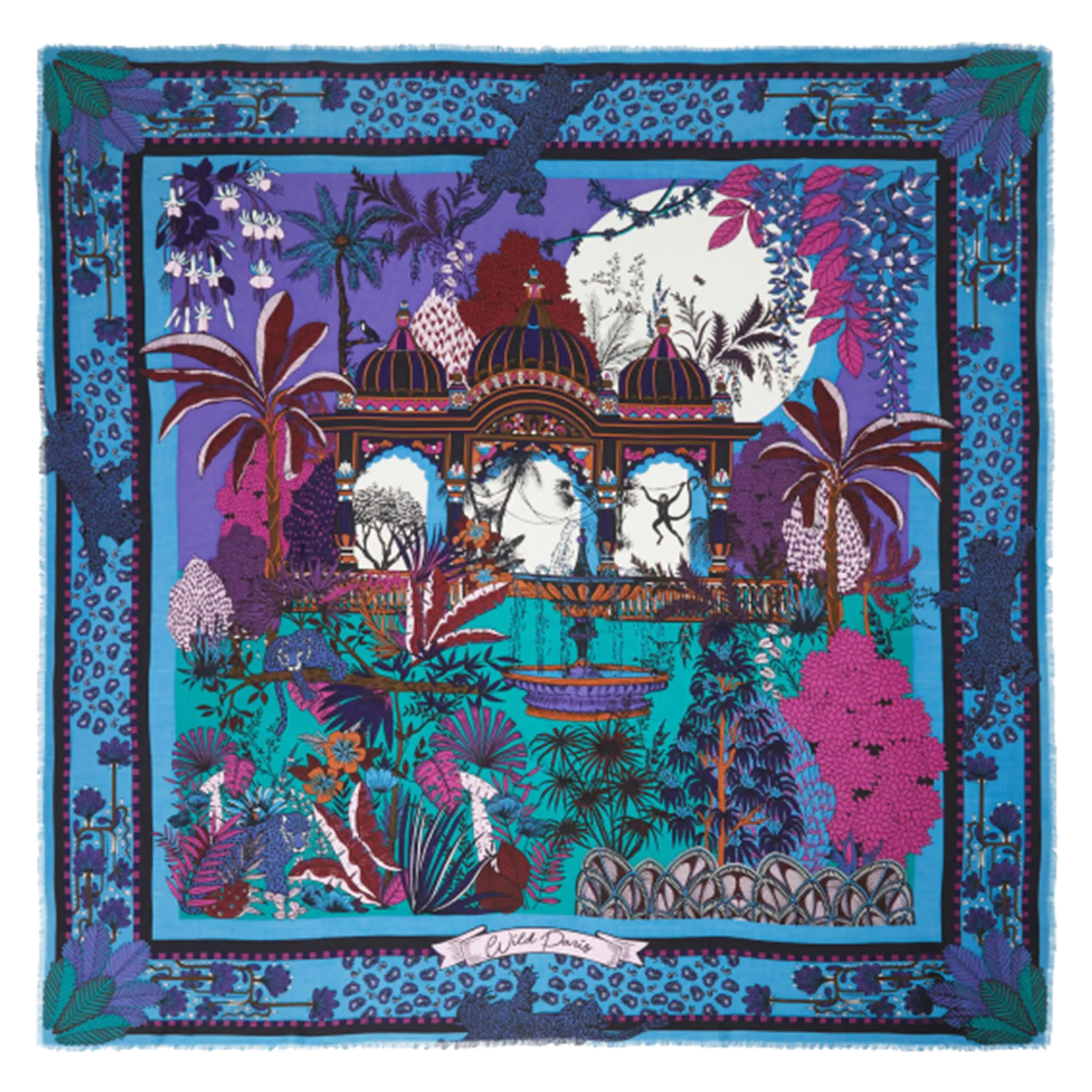 WILD AMBER PALACE  FULAR CUADRADO ESTAMPADO EN AZUL