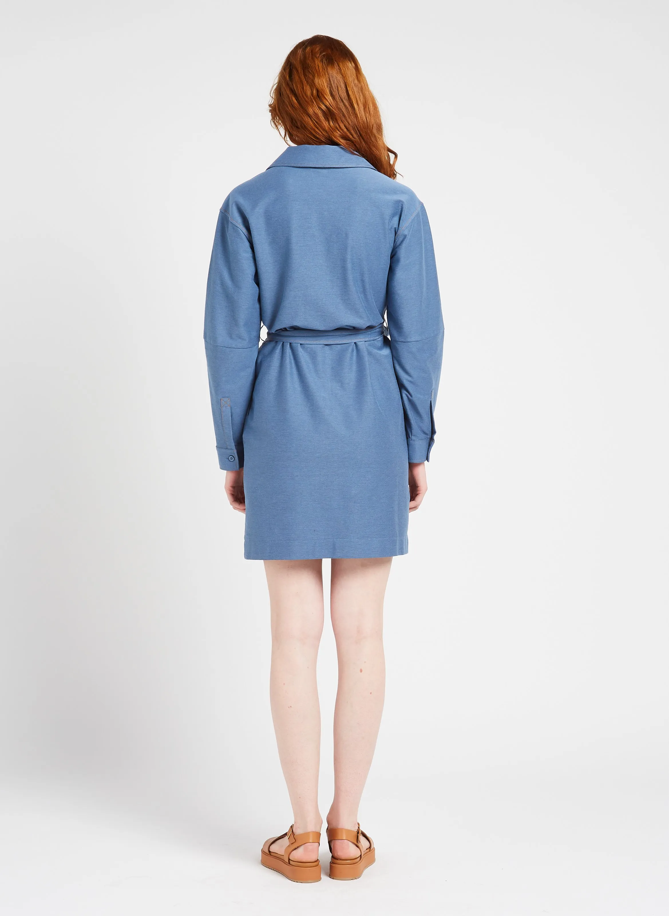 XENO  VESTIDO CORTO DE EFECTO DENIM EN MEZCLA DE ALGODóN EN GRIS