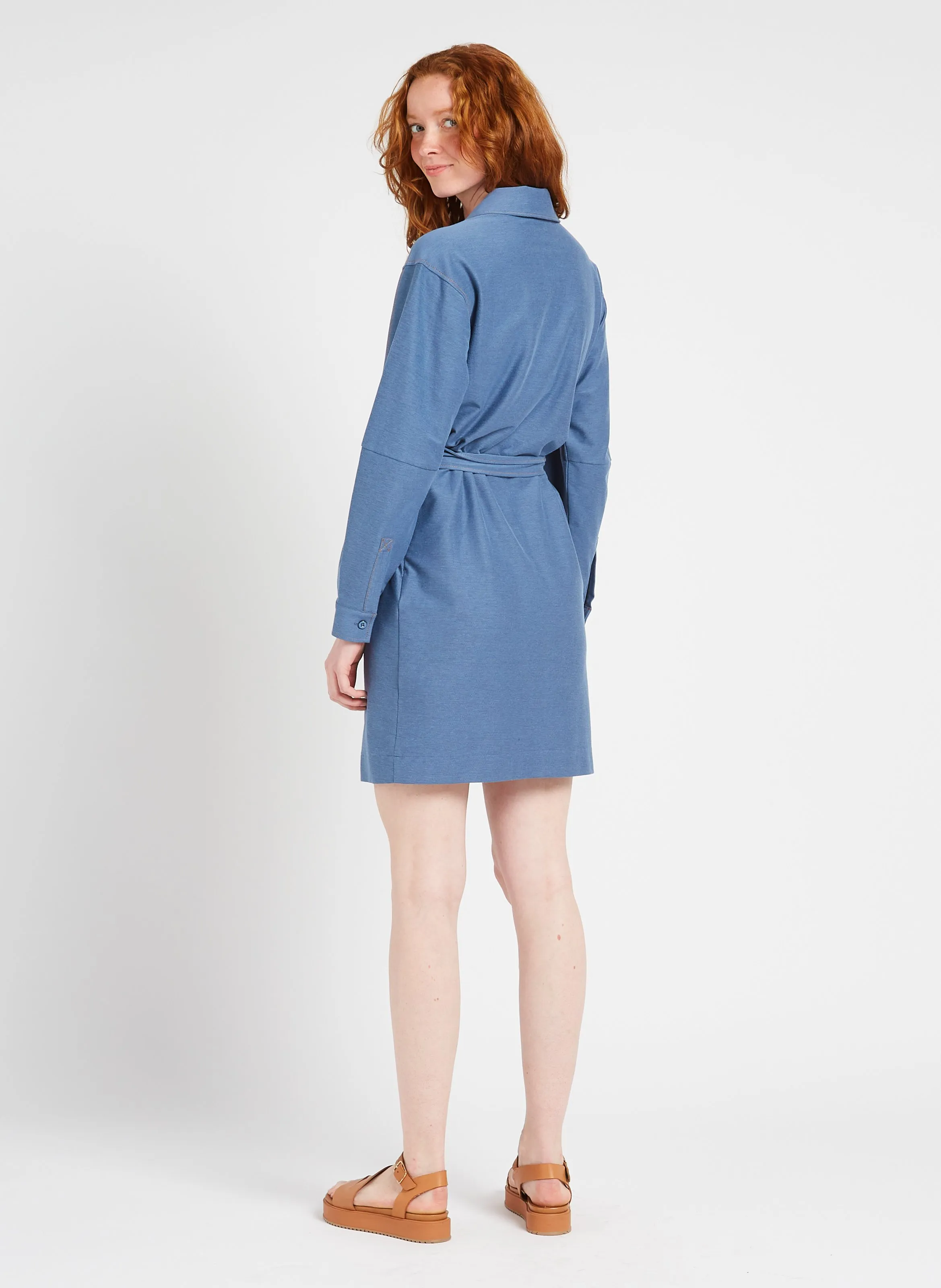 XENO  VESTIDO CORTO DE EFECTO DENIM EN MEZCLA DE ALGODóN EN GRIS