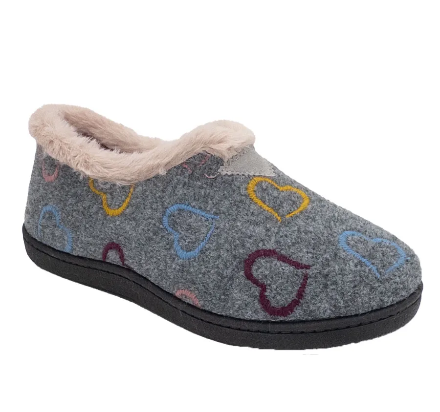 ZAPATILLA ROAL R12022 CASA PARA MUJER MUY CÓMODA CORAZONES GRIS PANTUFLA CON PLANTILLA EXTRAÍBLE PLUMAFLEX 28607