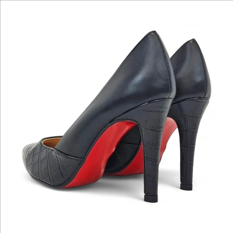 Zapatos De Salón Mujer Piel Coco Tacón Alto 1490 Negro, de Eva Mañas